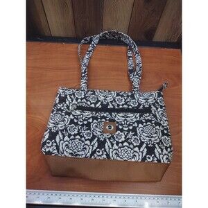 LADIES STONE NY QUILTED PURSE HANDBAG BLACK AND WHITE